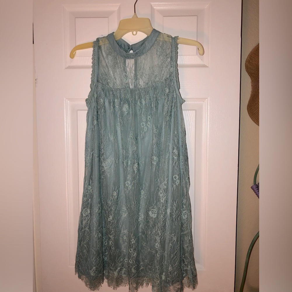 Xhilaration Dress with Lace Overlay Aqua Size M